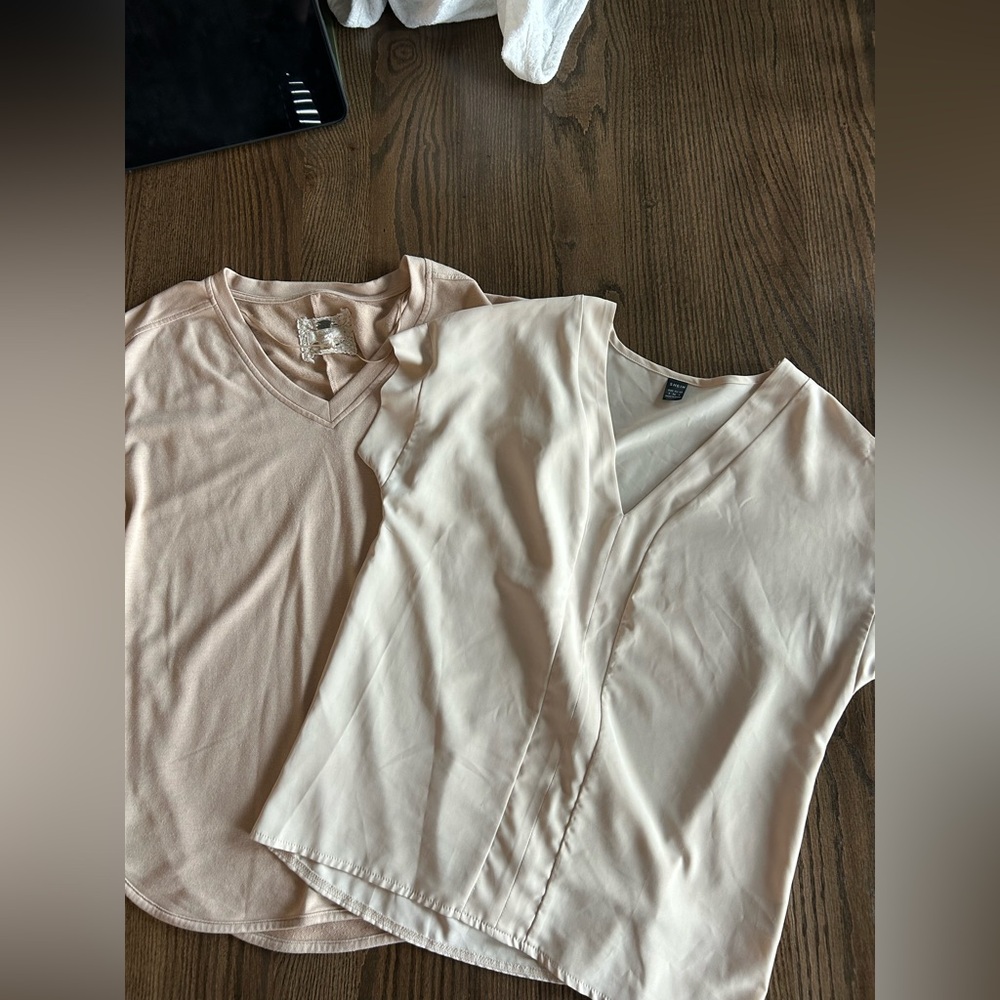 SHEIN Cream V-Neck Blouse